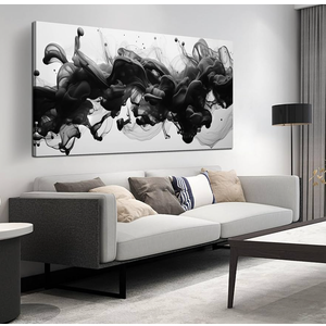 Home Decor Black and White Abstract Painting for Office Bedroom Decorations Framed Canvas Wall Prints Gold Pictures Wall Art for Home 29"x 58