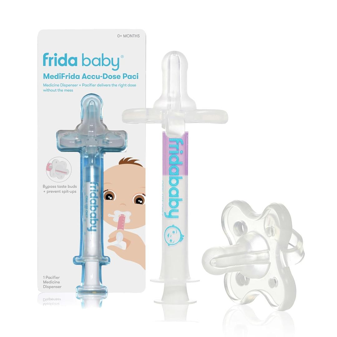 Frida Baby Medicine Pacifier Syringe, Accu-Dose Paci, Medi Frida Dispenser for Mess & Fuss Free Use, Made in USA Frida Baby Medicine Pacifier Syringe, Accu-Dose Paci, Medi Frida Dispenser for Mess & Fuss Free Use, Made in USA