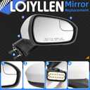 Right Passenger Side Rear View Mirror Replacement for Ford Fusion 2016 2017 2018 2019 2020 2021 2022- Rearview Mirrors with 3Pins, Electric Adjustment, white
