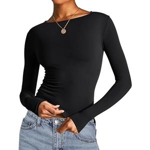 AKEWEI Long Sleeve Crop Top for Women Fall Going Out Outfits Cute Tight Basic Tees Shirt, Size: M