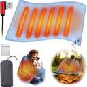 Heated Blanket Electric Throw - USB Battery Power Operated Heating Blanket for Home Outdoor Travel Use