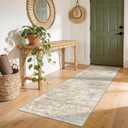 Abstract Washable Runner Rug 2x6, Hallway Rug Non-Slip, Woven Non-Shedding Thin Runners for Entryway, Kitchen, Laundry Room, Beige&Yellow