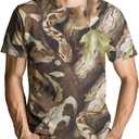 Men's Camo T-Shirt Snake Camouflage Short Sleeve Casual Hunting Shirts (XXL)