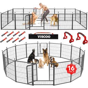 Dog Playpen Outdoor, 16 Panels 32" H Dog Pen Indoor, Metal Dog Fence Outdoor, Pet Fence for Large/Medium/Small Dogs, Indoor Puppy PlayPen, Dog Fence Exercise Pen for RV,Camping,Yard