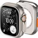 AmBand Metal Case Screen Protector for Apple Watch Ultra 3/Ultra 2/Ultra 49mm, W3 Rugged Bumper Thin Frame with 9H Tempered Glass Film & Back Cover, [Waterproof] [Band Compatible], Natural Titanium