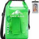 HEETA Dry Bag Waterproof for Women Men, 5L/10L/20L/30L/40L Roll Top Lightweight Dry Storage Bag Backpack with Phone Case for Travel Swimming Boating Kayaking Paddle Board Camping Beach Accessories,Green, 20L