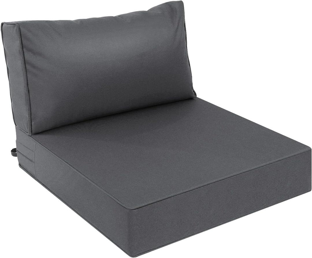 AAAAAcessories Outdoor Deep Seat Cushions, Waterproof, Fade-Resistant Patio Furniture Replacement Cushions, 23.5" x 25.5" x 5" + 23.5" x 13.5", Dark Gray