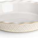 MALACASA Pie Dish for Baking, Stoneware Pie Pan 9 Inch, Embossed Deep Dish Pie Pans, 45 OZ Round Baking Dish Pie Pan, Fluted Dish Pie Plate for Apple Pie, Quiche and Tart, Set of 1, Series LYDIA