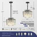 Modern 12.8 Black Crystal Chandelier Ceiling Light Fixtures for Dining Room Luxury Glam 4-Light Crystal Chandeliers Lighting for Bedroom Entryway Hallway Living Room Kitchen Island Foyer