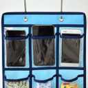 NIMES Hanging Closet Underwear Sock Jewelry Storage Over The Door Classroom Cell Phone Calculator Organizer Clear Pockets (BLUE-12 & 9 POCKETS PACK)