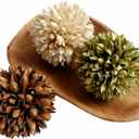 3.5inch Decorative Balls Bowl/Tray &Floral Orb/Ball with Dried Potpourri, Artificial Decorative Balls for Vase Bowl Filler Table Decor for Home,Spa,Reiki, Set of 3