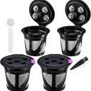 Reusable K Cups for Keurig Supreme and K-Supreme Plus, 4 Pack Refillable Kcup Compatible with K Slim K-Duo Coffee Maker - MultiStream Technology Coffee Pods Filter