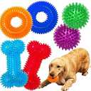 Jalousie Dog Squeaky Toys Value Set Non-Toxic Squeaky Balls Toss Fetch TPR Rubber Puppy Toys Spikey Dog Chew Toy for Small Medium Breed Pet Toys for Puppy (6 Pack Assorted)