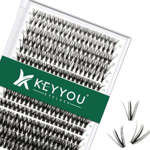 Lash Clusters 300pcs Individual Lashes 30D+40D+50D 0.07C Curl 10-18MIX DIY Eyelash Extension KEYYOU Large Tray Volume Soft&Natural Eyelash Clusters(30D+40D+50D-0.07C,10-18MIX）