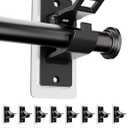 16PCS No Drill Curtain Rod Bracket, Self Adhesive Curtain Rod Holders, No Hole, Multipurpose Nail Free Curtain Rod Hooks for Bathroom Living Room Kitchen and Bedroom (Black)