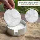 CHI AN HOME 4" White Capiz Shell Decorative Coasters Set of 6 with Holder, Round Coastal Farmhouse Coasters for Coffee Table Decor, Modern Cute Drink Coasters Housewarming Gift