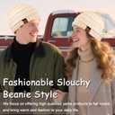 Beanies Hat for Women & Men,Warm Soft Knitted Beanie Unisex Cuffed Hat for Winter Fleece Lined Hats Snow Cap (White)