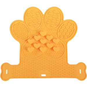 Dog Lick Mat with Suction Cups, Slow Feeder & Enrichment Mat for Dogs & Cats, Silicone Feeding Mat for Wet & Dry Food, Anxiety Relief, Mess-Free Foldable Pocket Design, Orange