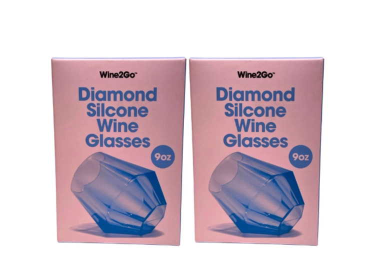 Wine2Go Diamond Silicone Wine Glasses 9oz