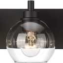Bathroom Light Fixtures, 3-Light Matte Black Vanity Light, Modern Wall Sconces with Clear Glass Globe Shade, Bathroom Wall Lights for Mirror Kitchen Bedroom Hallway, VL195-MB-3