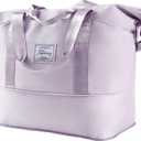 Large Shoulder Weekender Overnight Duffel Bag - Carry On with Wet Pocket, Waterproof Expandable Duffel Bag with Trolley Sleeve, Sports Tote Gym Bag for Women, Purple