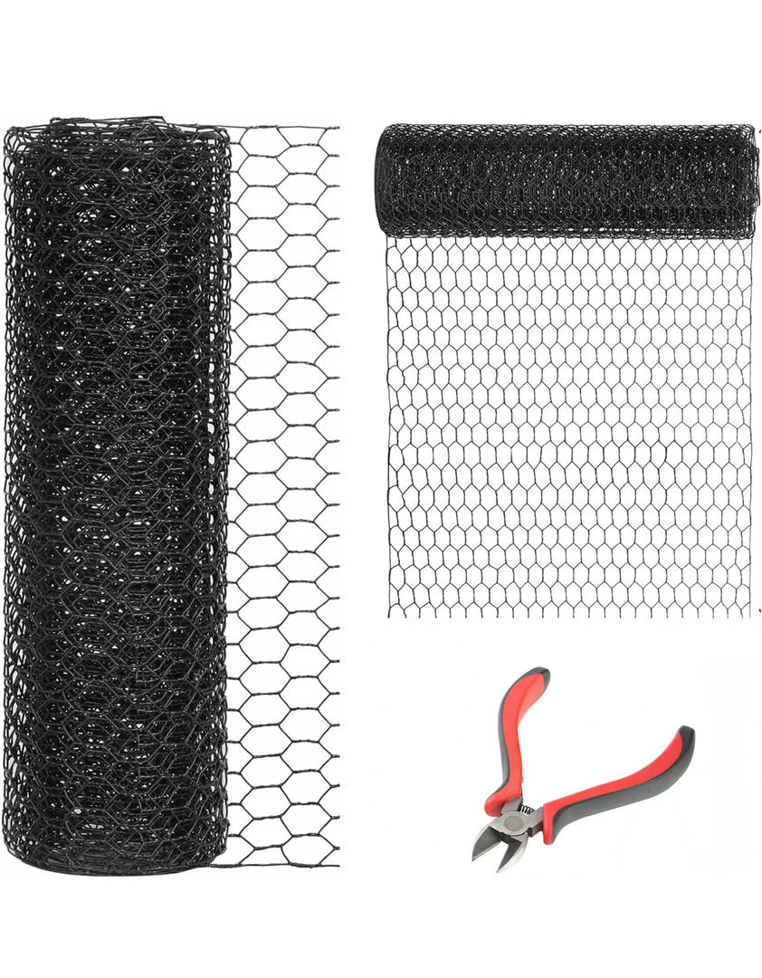 24'' x 150' Black Chicken Wire Mesh Fence, 20 Gauge Galvanized Poultry Netting and 1 inch Garden Mesh Fence Roll, Chicken Wire for Floral Arrangements/Crafts/Farm/Livestock/Pet Protection