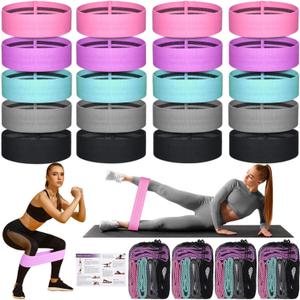 Shappy 20 Pcs Fabric Resistance Bands for Working Out Women Men 5 Levels Non Slip Stretch Workout Bands for Hip Thigh Booty Elastic Exercise Bands for Leg Pilates Squat Yoga Pull Up Workout