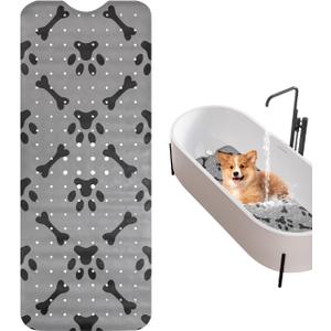 Dog Bath Mat for Tub Non-Slip Pet Bathtub Mat Fast Dry Dog Shower Attachment Mat Senior Friendly Dog Bath Supplies (Gray)