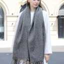 Wander Agio Unisex Scarves Pure Cozy Winter Warm Wrap Ribbed Shawl for Men Women Fall Soft Textured Fashion Solid Scarf