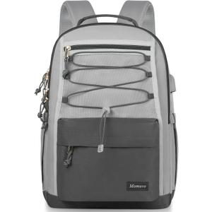 MOMUVO Classic Backpack for Women, Lightweight High School Bookbag for Teens Girls, Waterproof 15.6 Inch Laptop Bag with USB Charging Port for College Work Travel Trip, Dark Grey