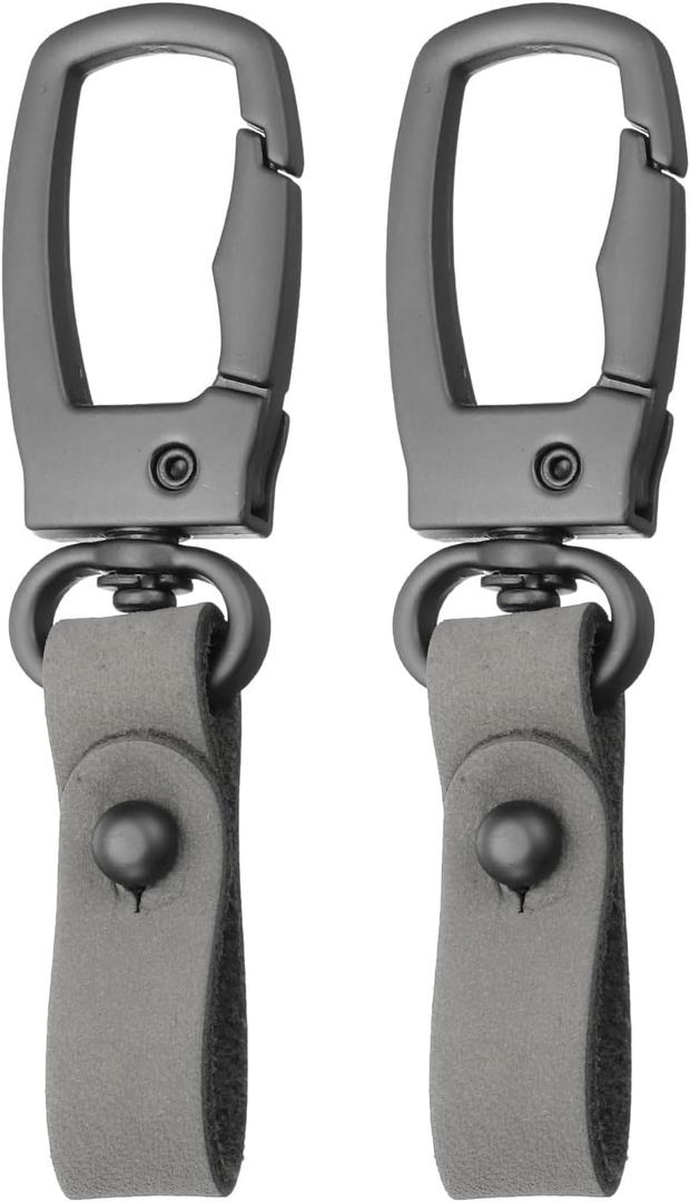 HARFINGTON Car Keychain Clip Leather Key Chain Ring Key Holder Organizer for Men (Grey)