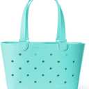 Simple Modern Large Beach Bag | Waterproof Getaway Rubber Tote with Zipper Pocket for Travel, Pool, Boat, Groceries, Sports | Ocean Water