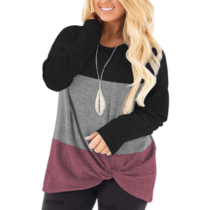 DOLNINE Womens Plus Size Knotted Tops Long Sleeve Tee Shirts Loose Casual Blouse 2XL