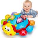 Baby Crawling Toys 6-12 Months, Infant Spanish English Bilingual Learning 0-6 7 8 9 10 11 12-18 Month Old Boy Girl, Musical Light Up Tummy Time Educational Development Toddler Toys 1 2 Year Old Gifts