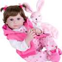 Milidool Lifelike Reborn Baby Dolls Girl, 22 inch Realistic Silicone Baby Doll Weighted Soft Body Baby Doll Real Life Baby Dolls with Accessories for 3+ Year Old Girls Gifts, Pretend Play, Collection (Lucy)