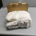 Cozy Bliss Faux Fur Throw Blanket for Couch, Fuzzy Soft Plush Thick Warm Fluffy Reversible Wave Textured Blanket for Sofa Bedroom Living Room, 55 * 70 Inches Cream White