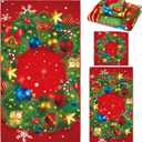 Preboun 3 Pack Christmas Bathroom Towels Set Christmas Wreath Hand Towels for Bath Decor Winter Dish Snowflake Wash Cloth for Bathroom Kitchen Hotel Beach Gym Spa (Red)
