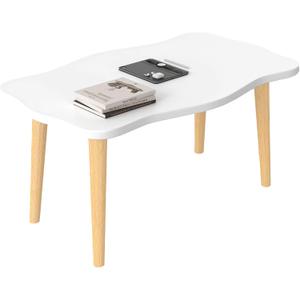 Cookie Coffee Table Low Table with 4 Solid Wood Sturdy Legs,Floor Table Desk for Sitting on The Floor,19.7"D x 31.5"W x 16"H Inches,Living Room/Toy room Furniture,Rental house Furniture(White)