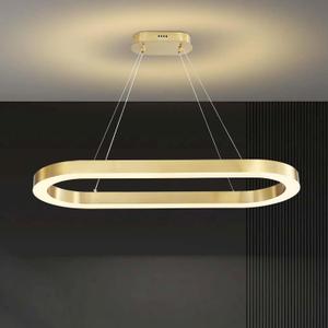 Modern Chandelier 40" Circular LED Dimmable Pendant Lighting 1 Linear Chandelier LED Acrylic Pendant Lighting Contemporary Dining Table Entry Kitchen Island Hanging Light (Gold), D40"