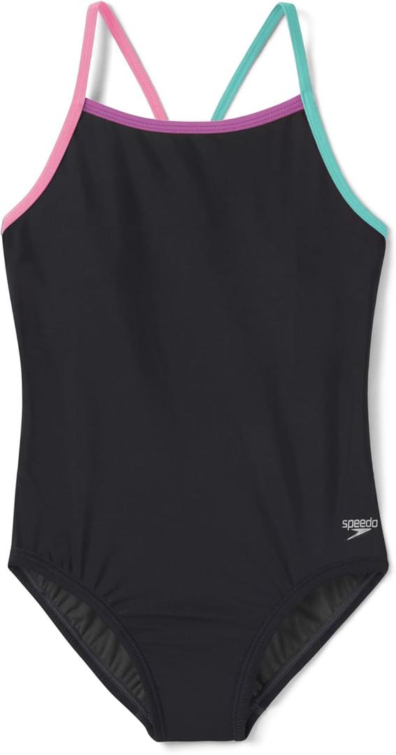 Speedo Girl's Swimsuit One Piece Thin Straps (14, Cyclamen)