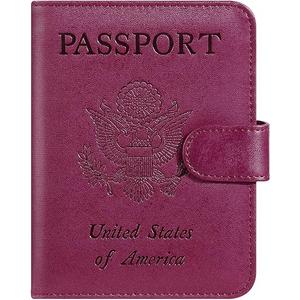 Passport Holder Cover Wallet RFID Blocking Leather Card Case Travel Accessories for Women Men (Purple)