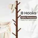 WANGMUXIA Coat Rack, Freestanding Coat Rack with 8 Hooks and 3 Adjustable Size Tree Coat Racks for Bedroom, Hallway, Entrance, Office, for Hats, Coats, Scarves, Handbags