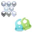 KeaBabies 8-Pack Baby Bandana Drool Bibs and 2-Pack Silicone Bibs for Babies - Stylish Unisex Bandana Bibs - Waterproof Bib, Silicone Bibs with Food Catcher - Super Absorbent Bandana Drool Bib