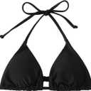 MakeMeChic Women's Plus Size Tie Back Triangle Bikini Top Swimwear Black 4XL