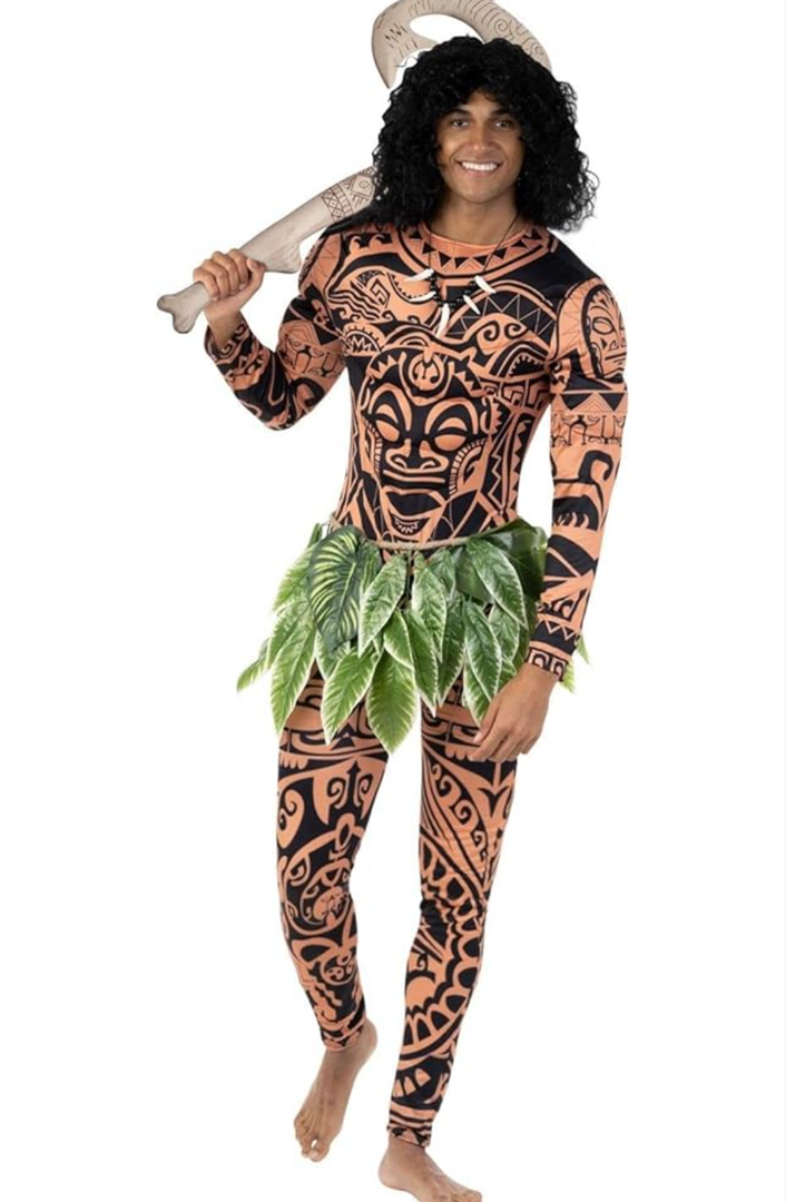 Morph Maui Costume for Men, Hawaiian Tattoo Costume, Halloween Outfit for Adults, Luau Party Attire
 XL