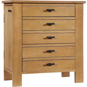 Hives & Honey Emma Wooden Jewelry Organizer - Tabletop Storage Chest with 4 Drawers, Multi-Compartment Design, Necklace Hooks, 2 Doors & Accent Knobs (Pine)