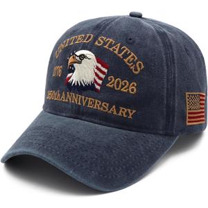 250th Anniversary USA Hat Embroidered 1776-2026 American Hat, Patriotic Bald Eagle Baseball Cap for Men Women