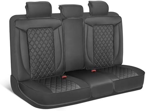 MotorBox Prestige Premium Seat Covers, Semi-Custom Fit Black Car Seat Covers for Rear Bench Automotive Interior Cover for Car Truck Van SUV, Made with Faux Leather for Superior Feel & Durability