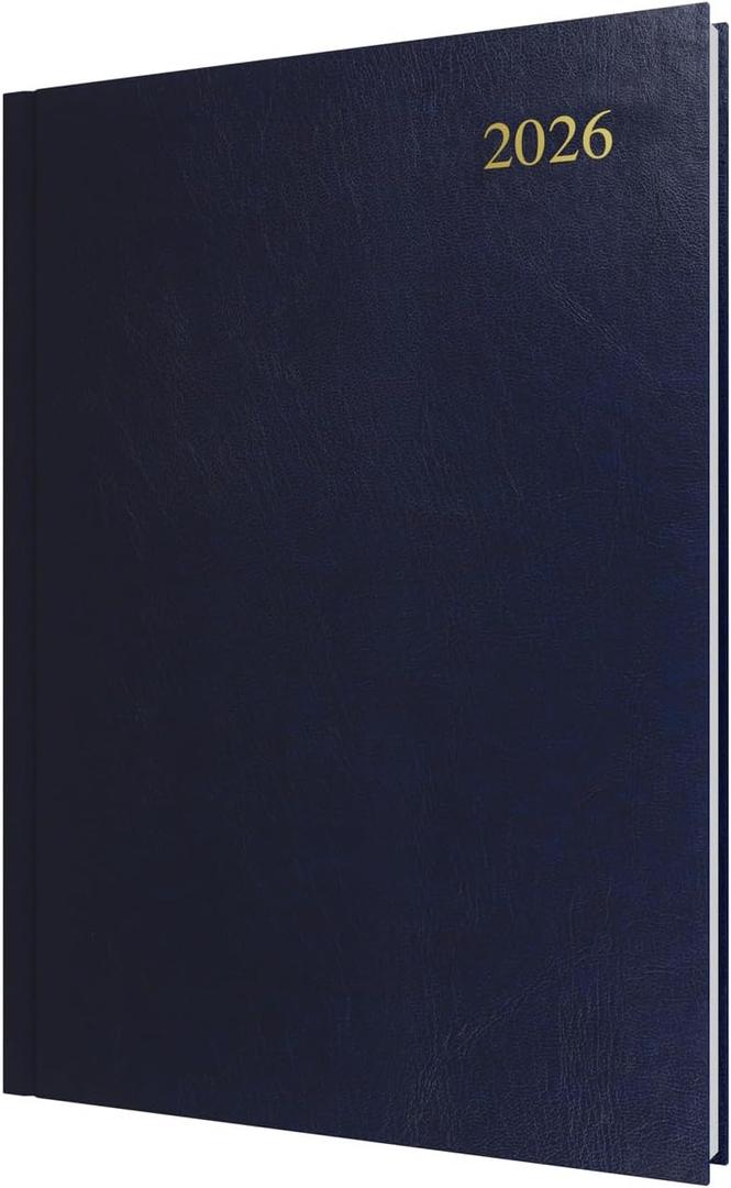 Collins - Essential - 2026 12 Month Calendar Year Planner, Day-To-Page Diary, A4 Hard Cover - Dark Blue (ESSA41.65-26)