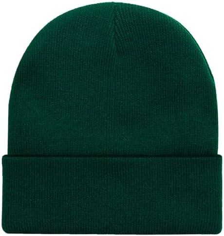 Rosoz Beanie for Men Women Winter Hats Reversible Soft Warm Cuffed Beanie Knitted Skull Cap Unisex Black/ Dark Green